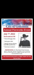 Golconda fourth of july 2022 advertisement poster with picture of mason ramsey